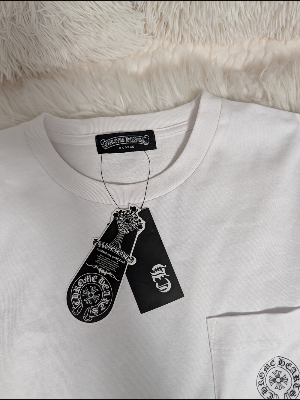 Chrome Hearts White Graphic Pocket Tee with Tags